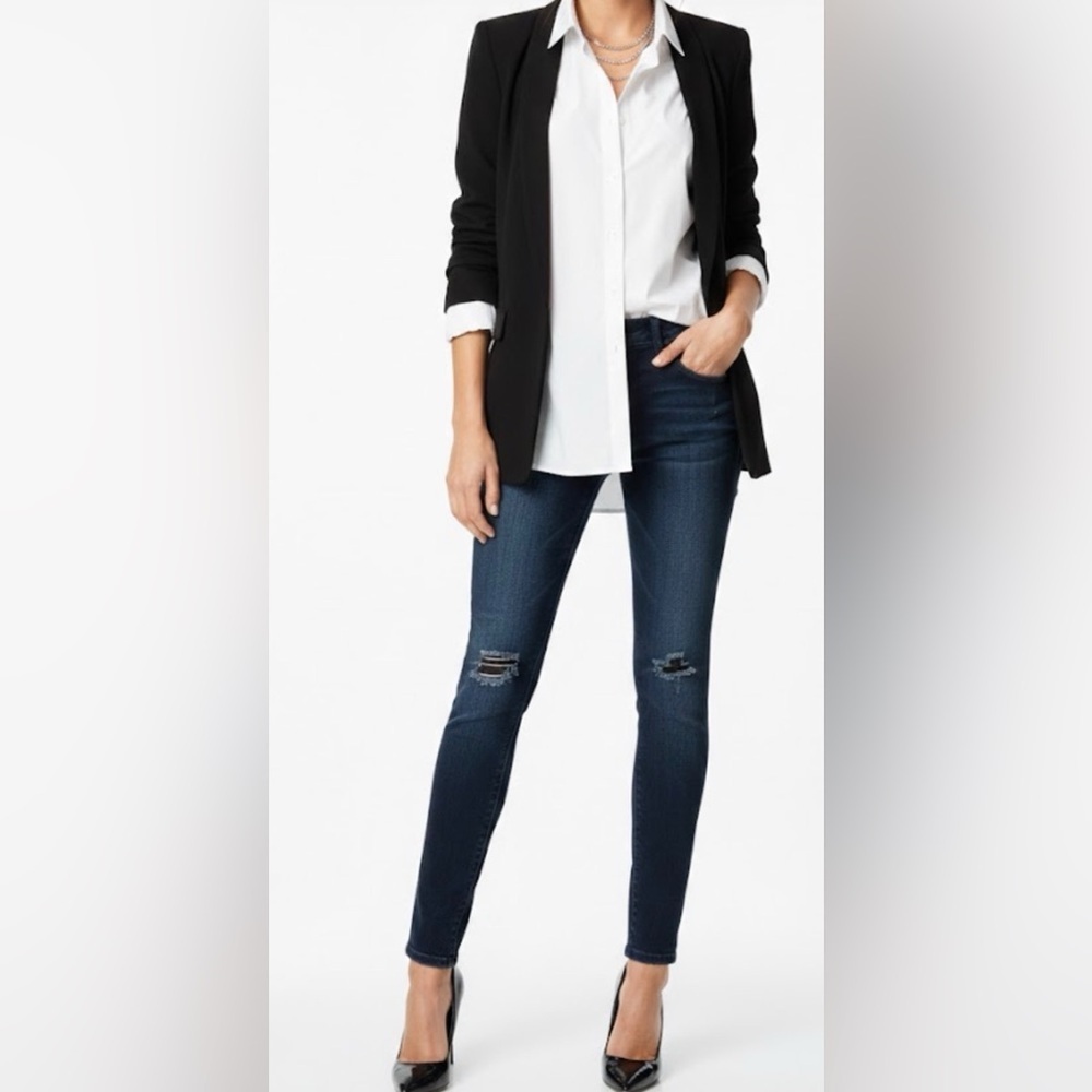 CAbi Women's Dark Blue Distressed Skinny Jeans
